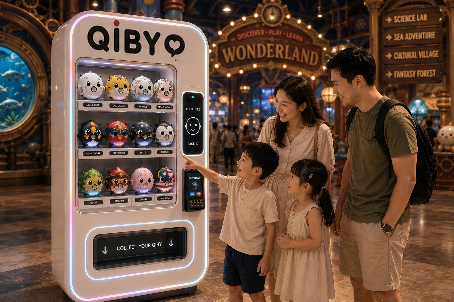 A QIBY self-serve rental and vending point